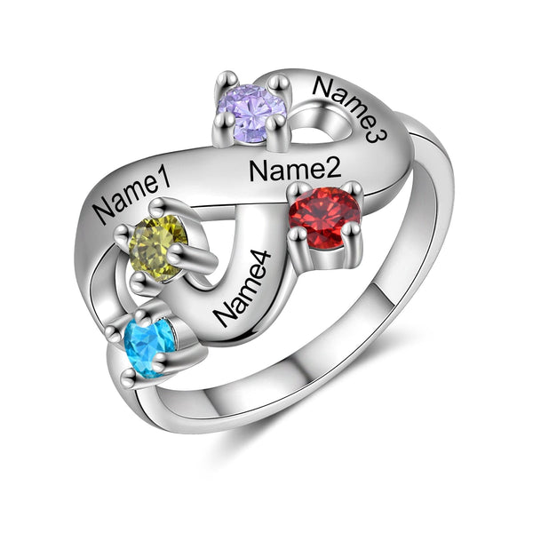 .925 Sterling Silver Birthstone and Names Rings